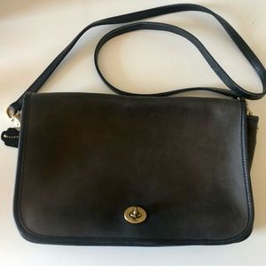 Vintage Well-Loved Black Coach Crossbody Bag